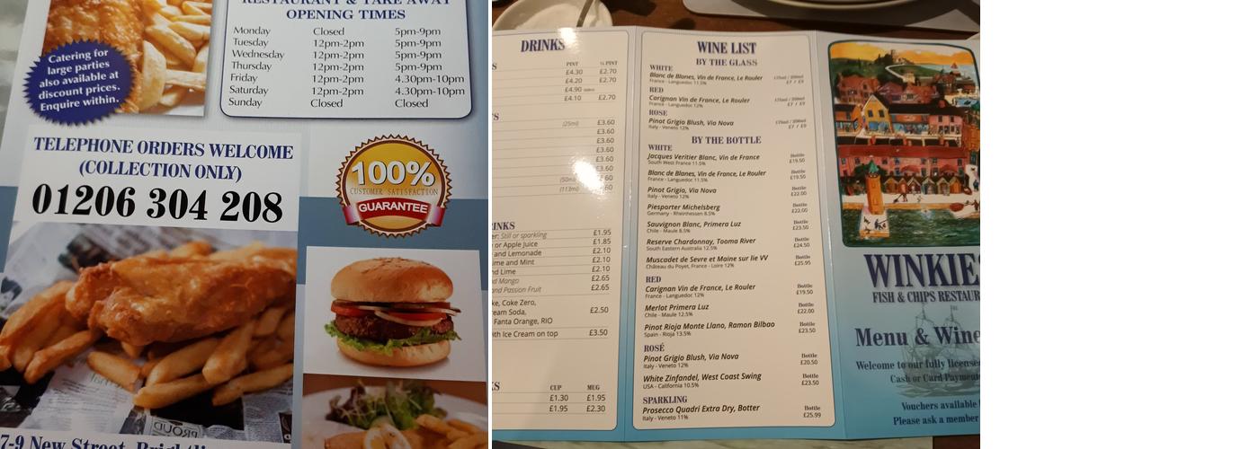 Winkies Menu