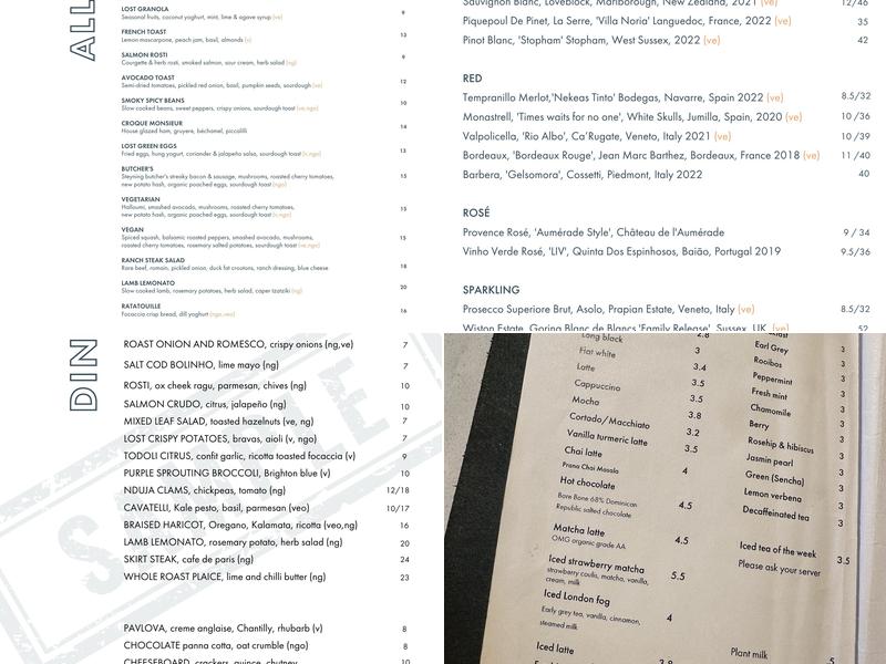 Lost in the Lanes Menu