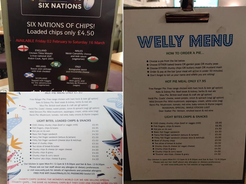 The Duke Of Wellington, Brighton Menu