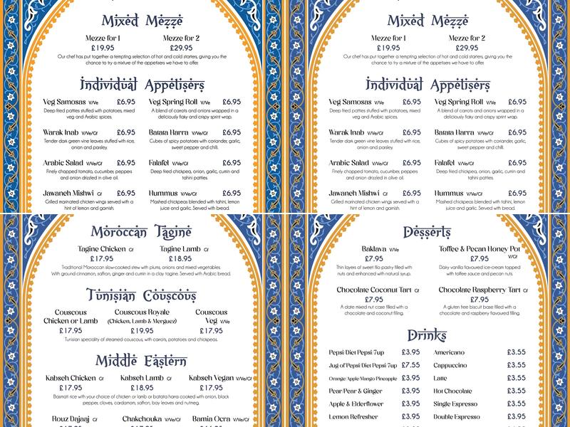 A Taste Of Sahara Menu