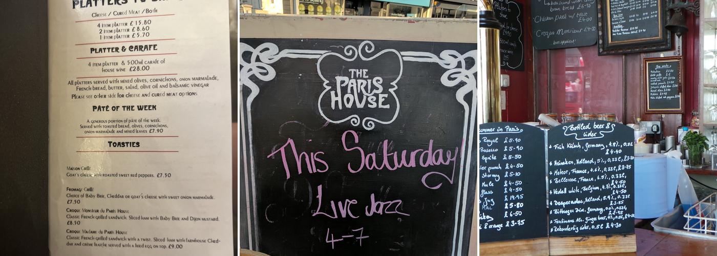 Le Pub (The Paris House) Menu