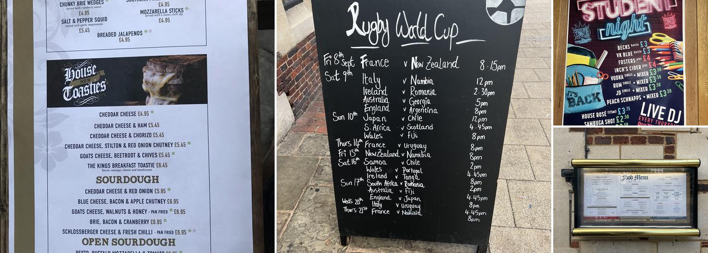 Ye Olde King & Queen Brighton Menu