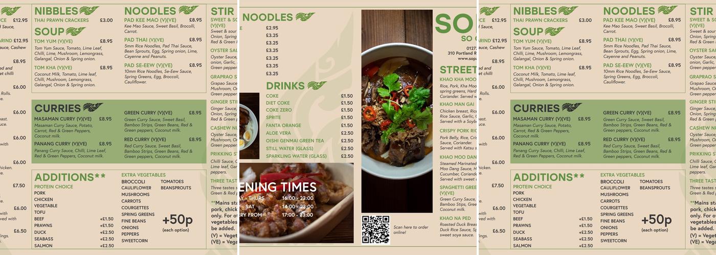 Sopar So Good Thai Takeaway Menu