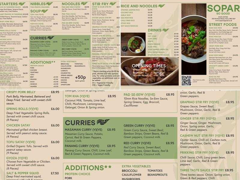 Sopar So Good Thai Takeaway Menu