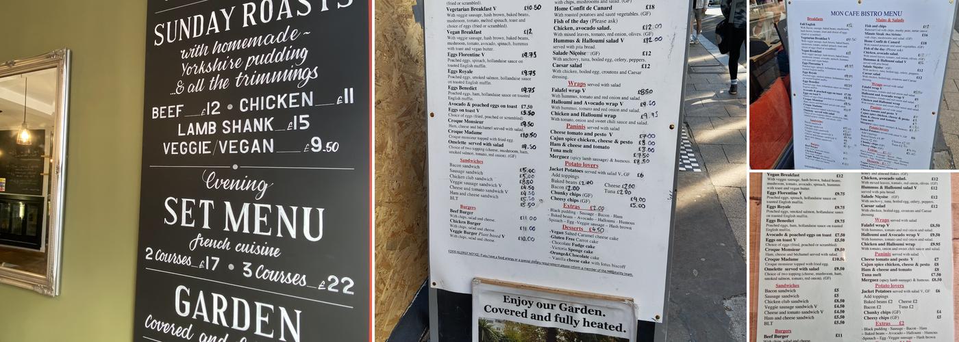 Mon Café Bistro Menu