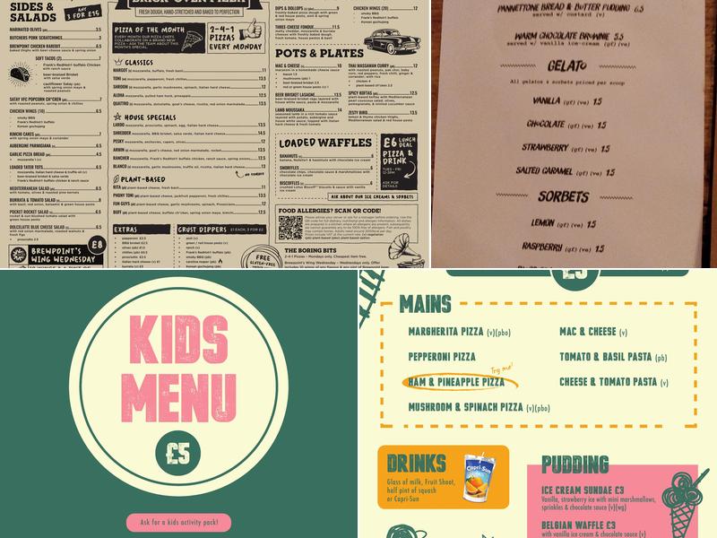 Salisbury Arms, Cambridge Menu