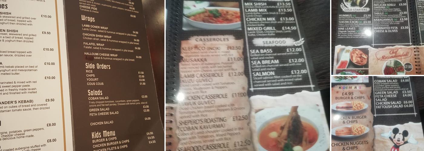 Saray Restaurant Menu