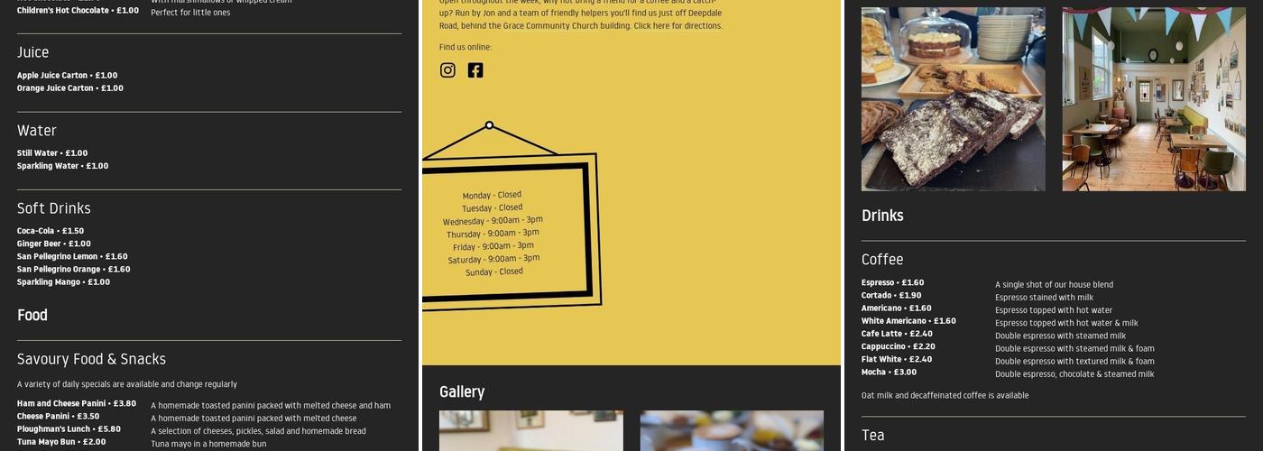 Grace Brew House Menu