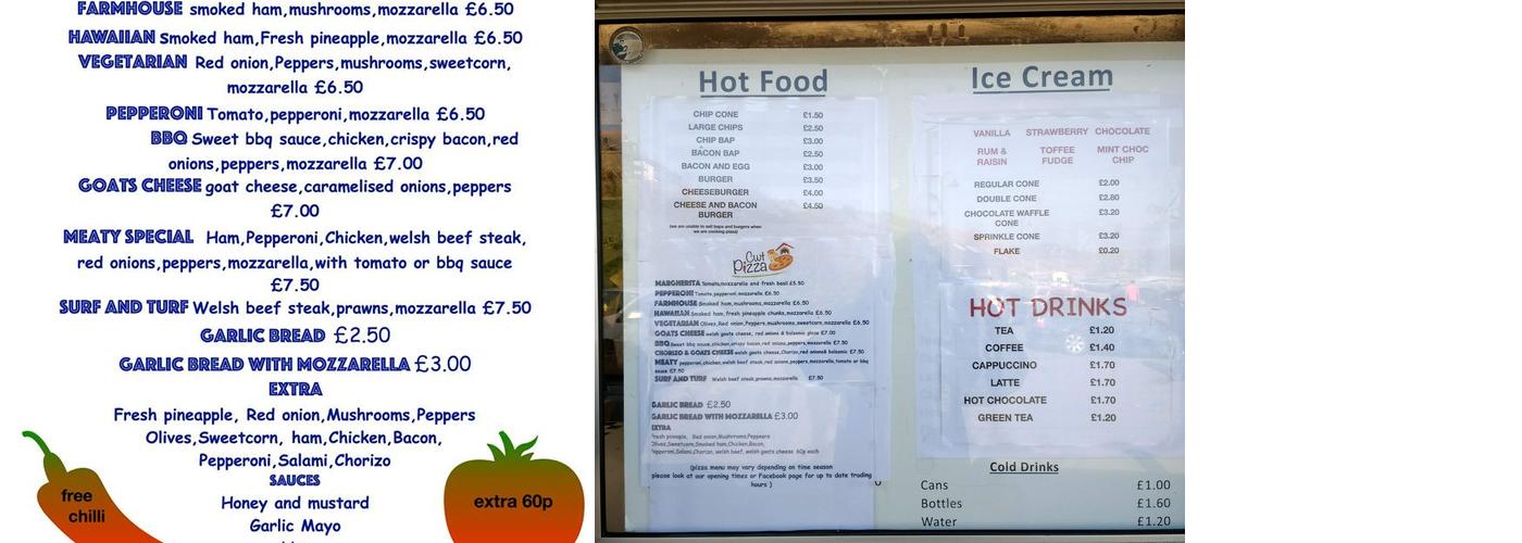 Caffi Bach - Traeth Mawr Menu