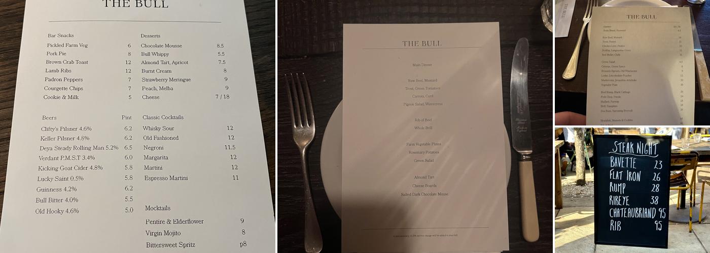 The Bull - Charlbury Menu