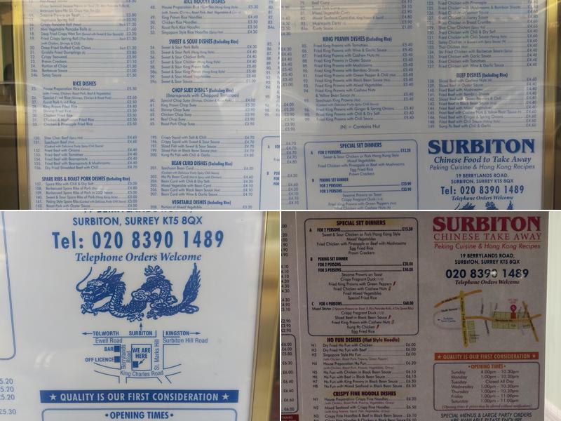 Surbiton Chinese Takeaway Menu