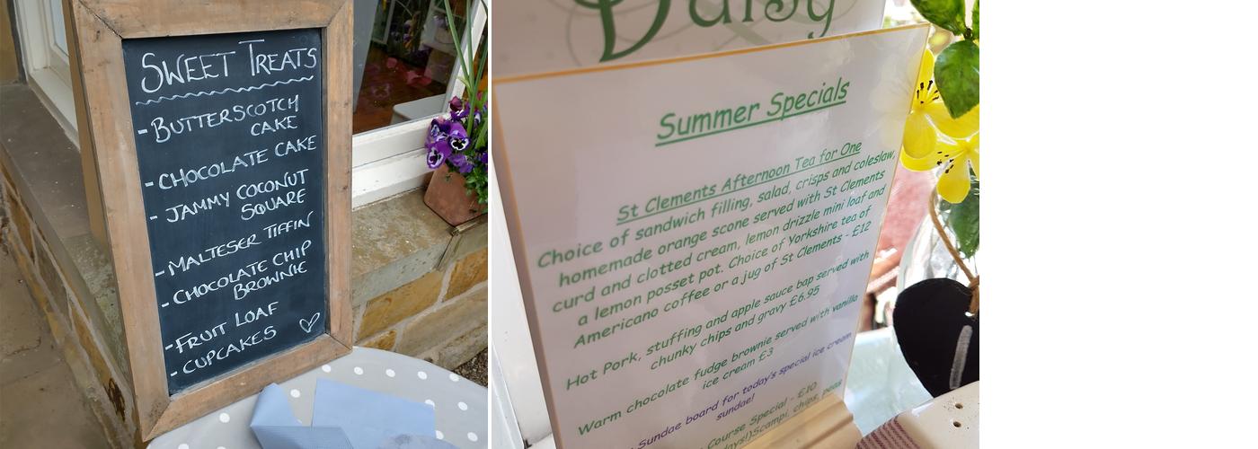 Daisy Tea Rooms Menu