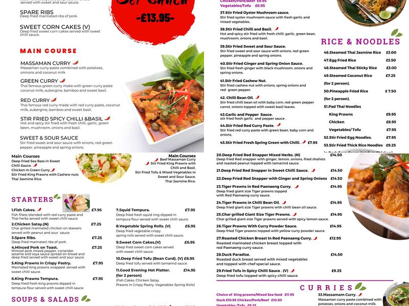 Goodevening Thai Restaruant Menu