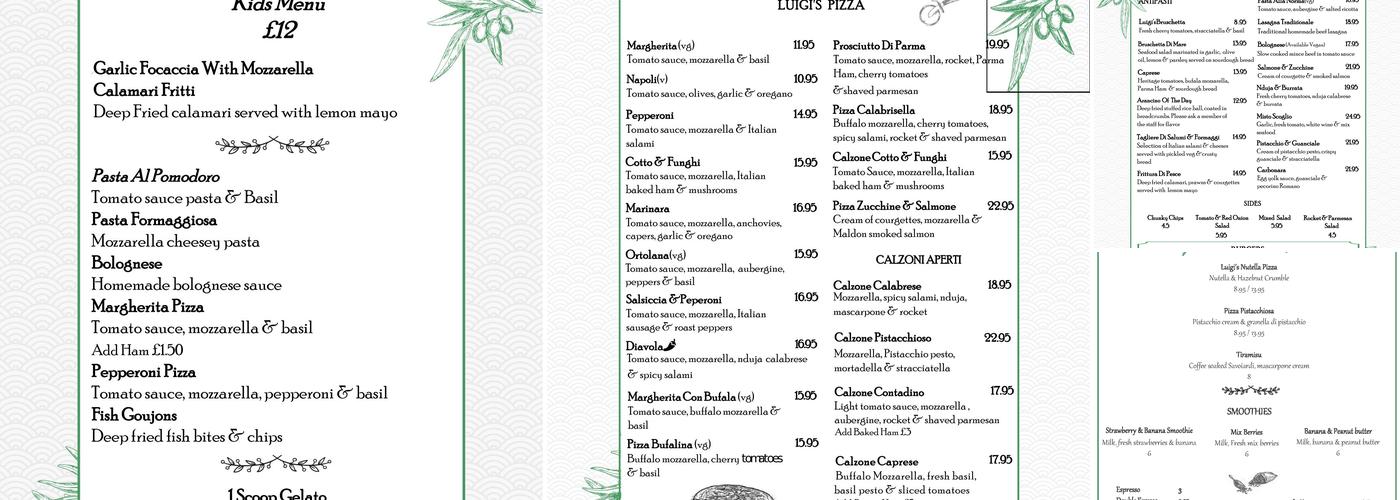 Luigi's Al Fresco at The Griffin Menu