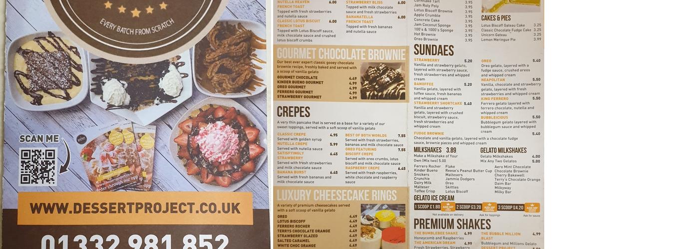 The Dessert Project Menu