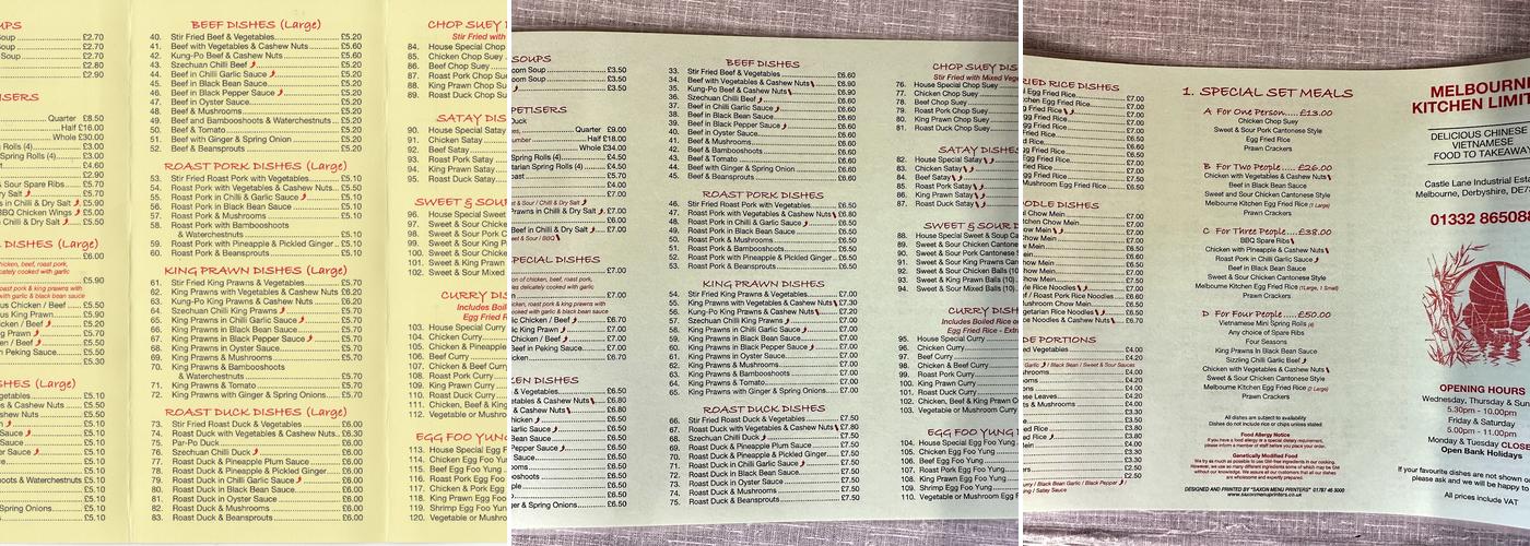 Melbourne Kitchen Ltd Menu