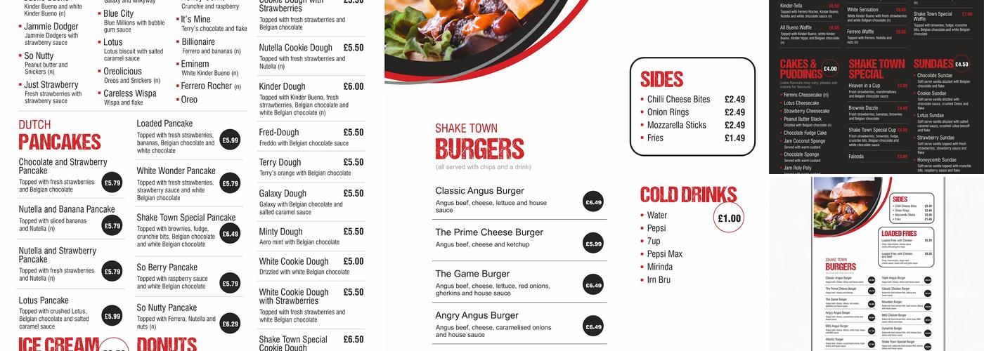 The Shake Town Express Menu