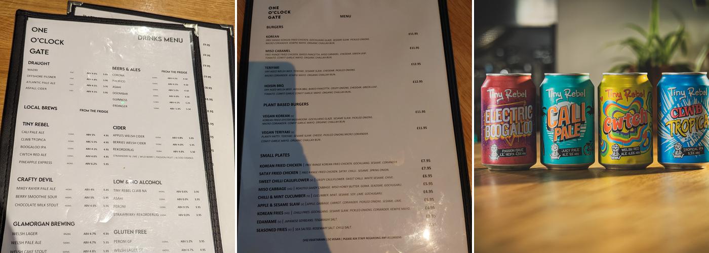 ONE O'CLOCK GATE Menu