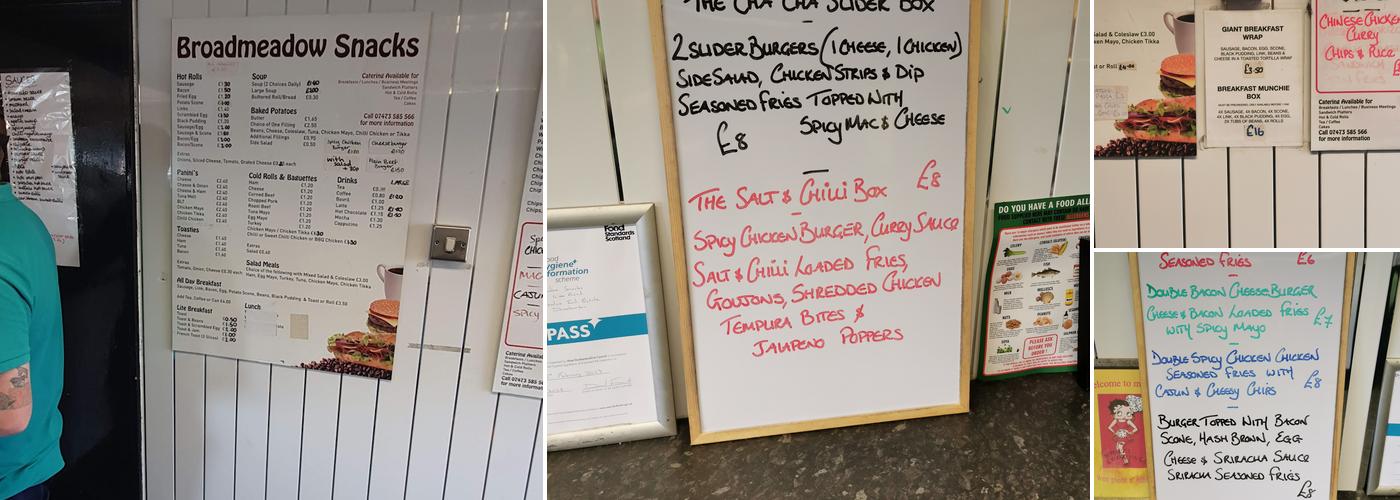 Broadmeadow Snacks Menu