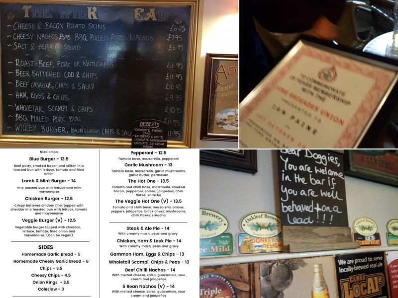 The Wilkes Head Menu