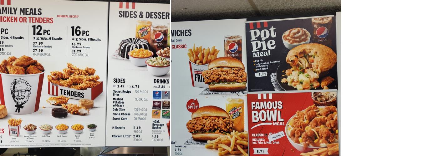 KFC Menu