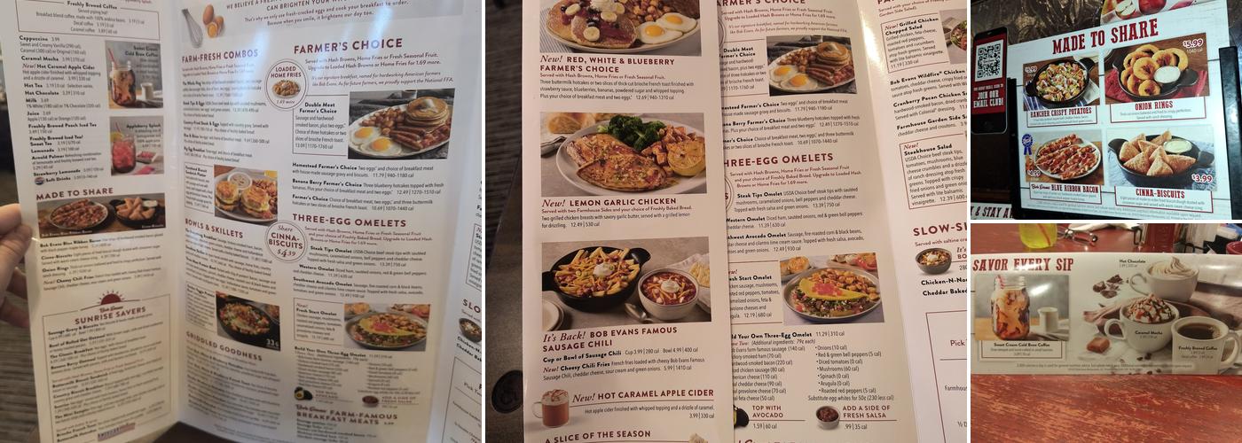 Bob Evans Menu