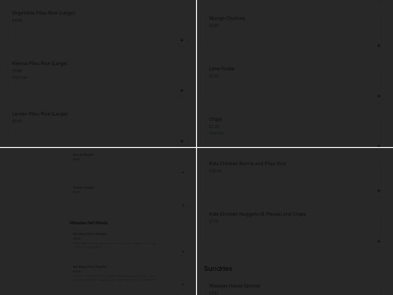 Masala Menu