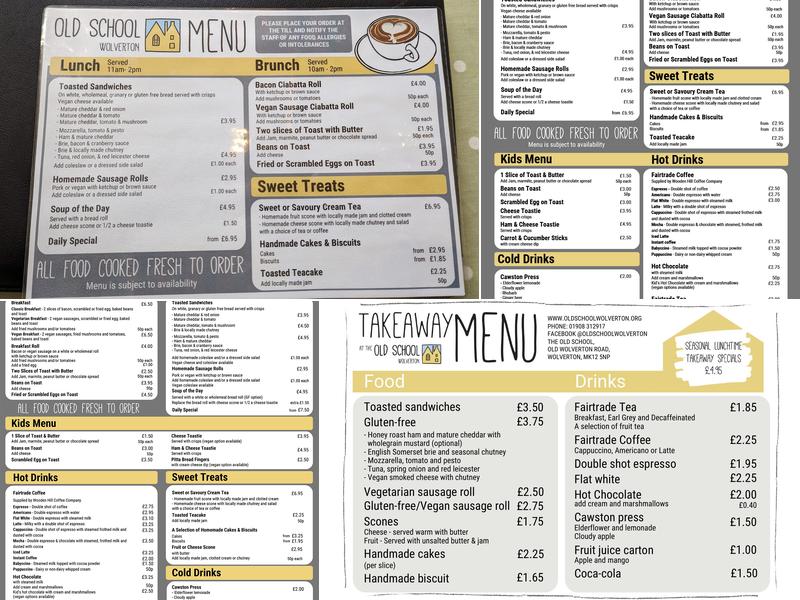 The Old School Cafe Menu