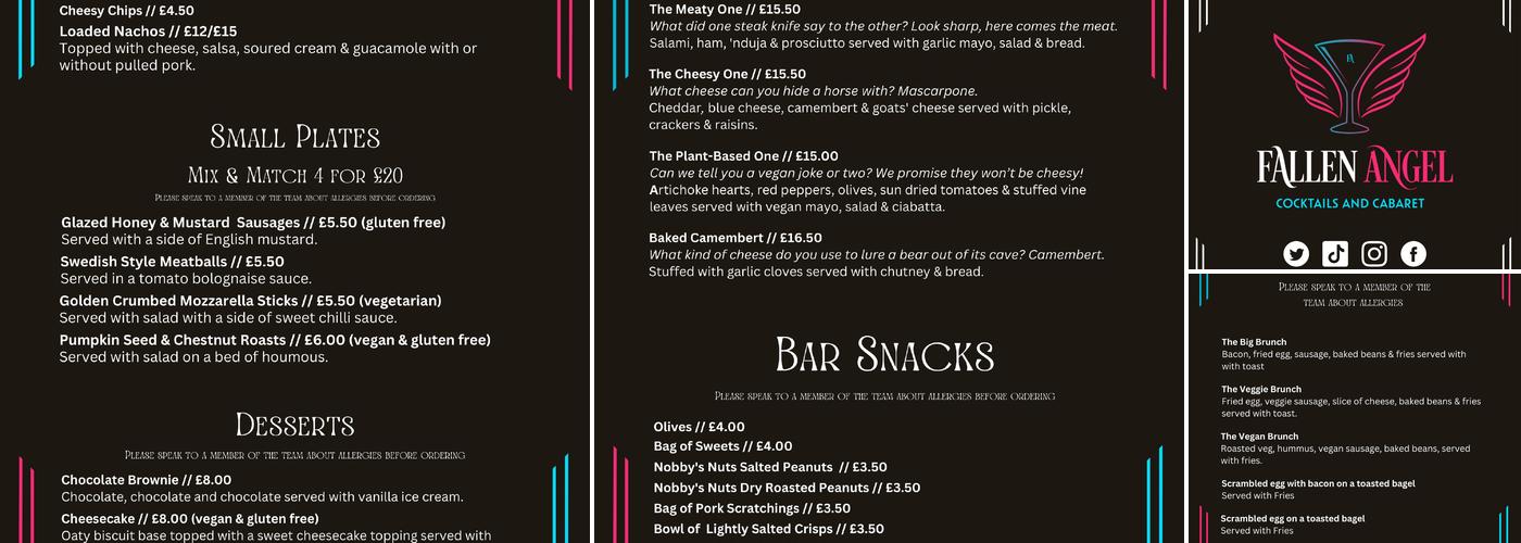 The Fallen Angel Menu