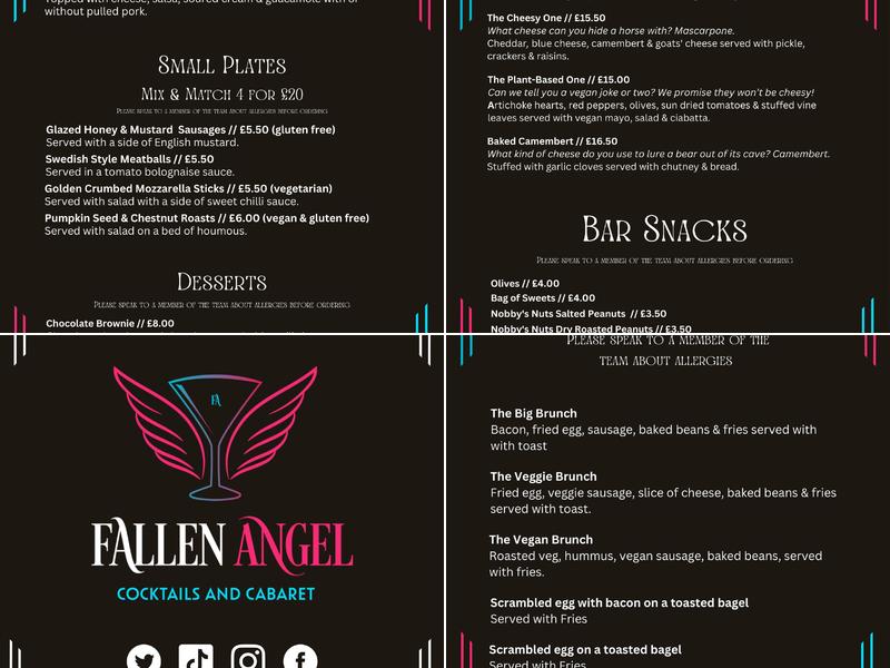 The Fallen Angel Menu