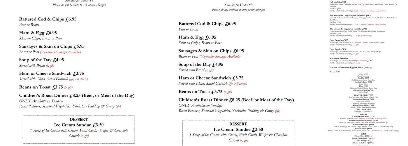 Halfpenny Green Wine Estate Menu