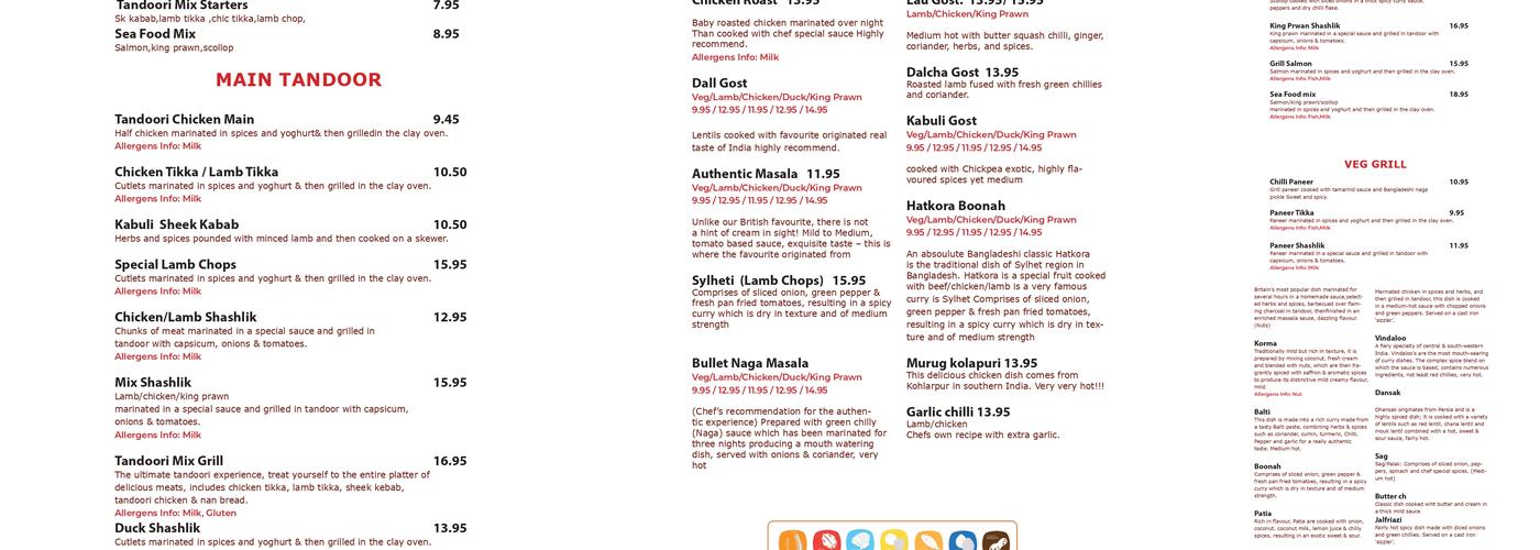 Anwar's Exquisite Indian Restaurant Menu