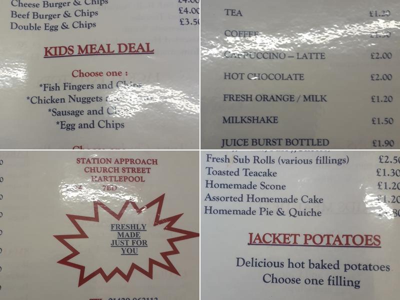 Railway Cafe Hartlepool Menu