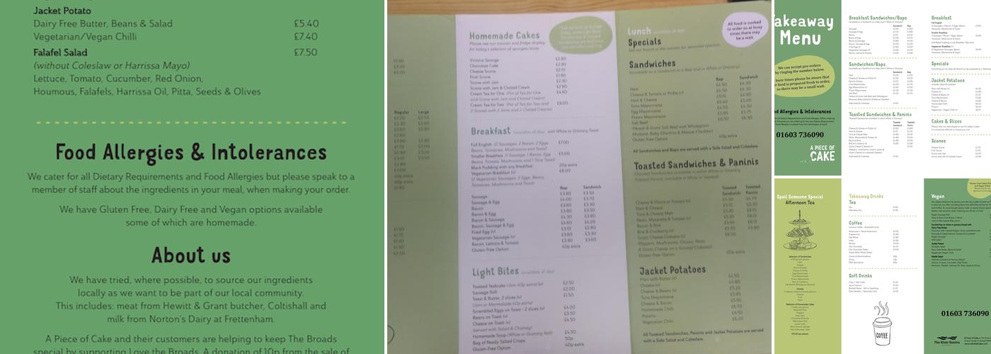 A Piece Of Cake Menu