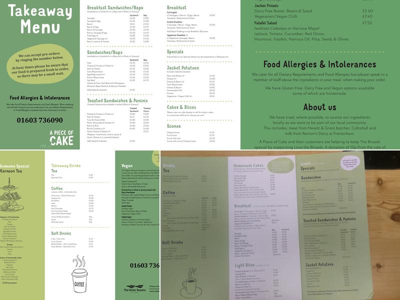 A Piece Of Cake Menu