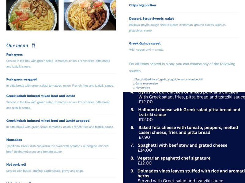 Greek Gourmet Hereford Menu