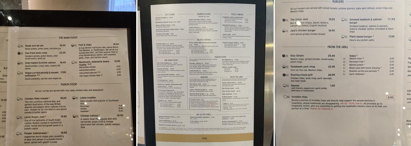 Jack's Menu