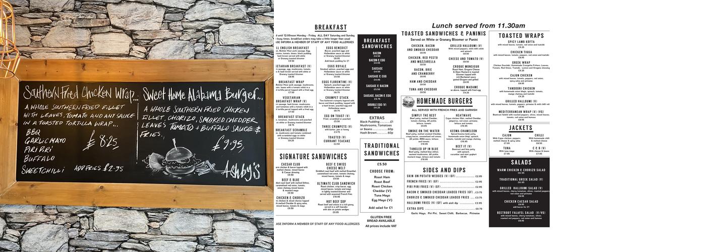 Ashby's Deli Cafe Menu