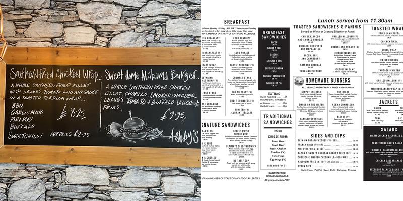 Ashby's Deli Cafe Menu