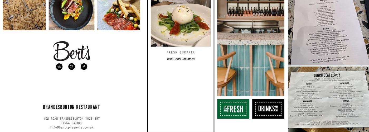 Bert’s Pasta Bar Menu