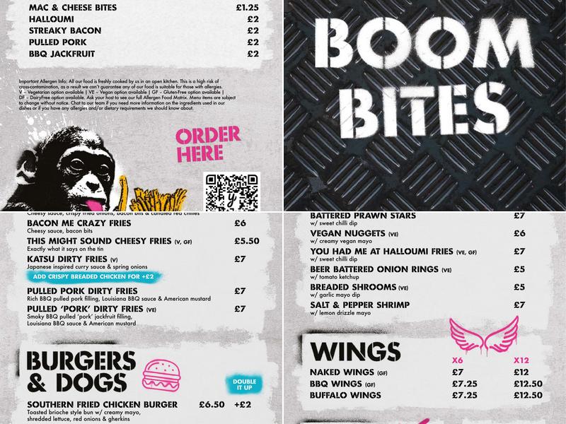 Boom Battle Bar Ipswich Menu