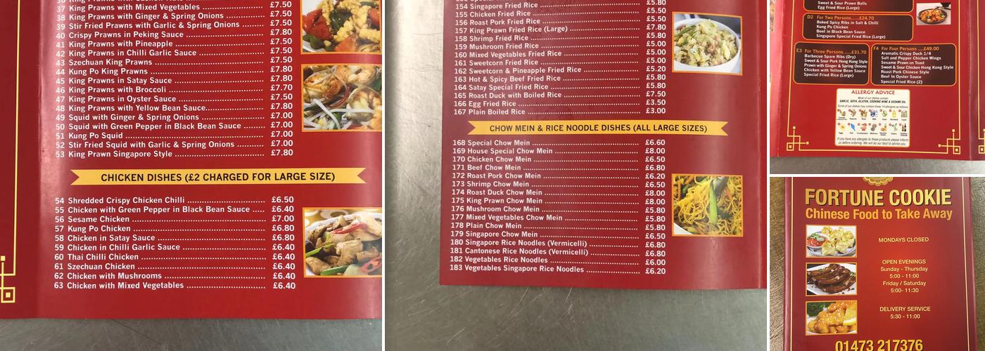 Fortune Cookie Menu