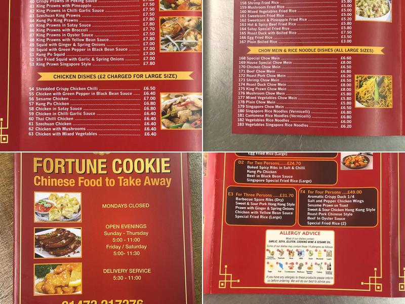 Fortune Cookie Menu