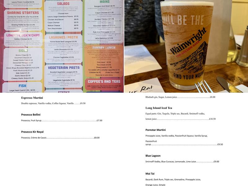 The Water Rat Inn Menu