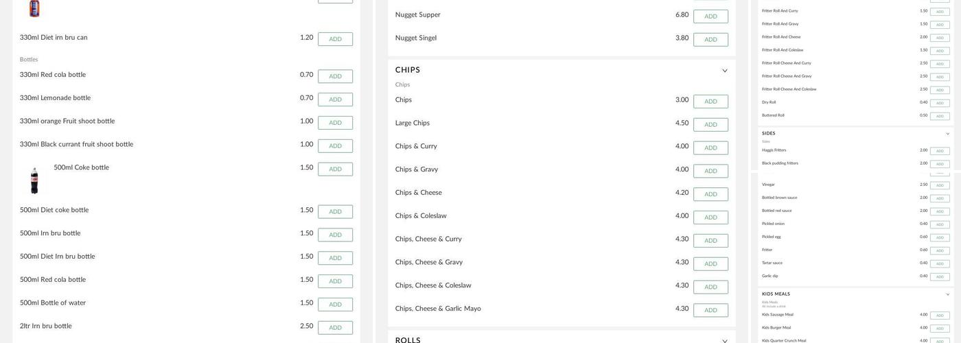 Aldo’s Kilwinning Menu