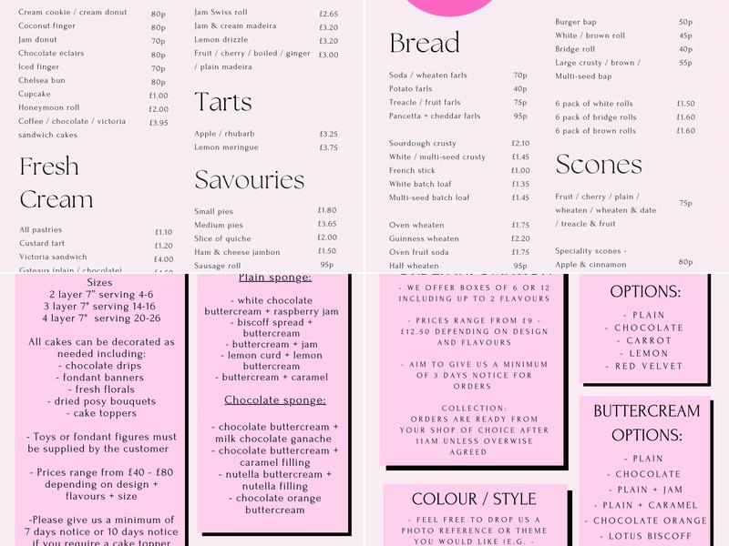 Bake Craigyhill Menu