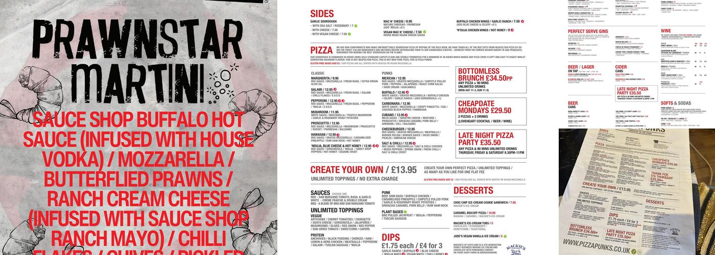 Pizza Punks Leeds Menu