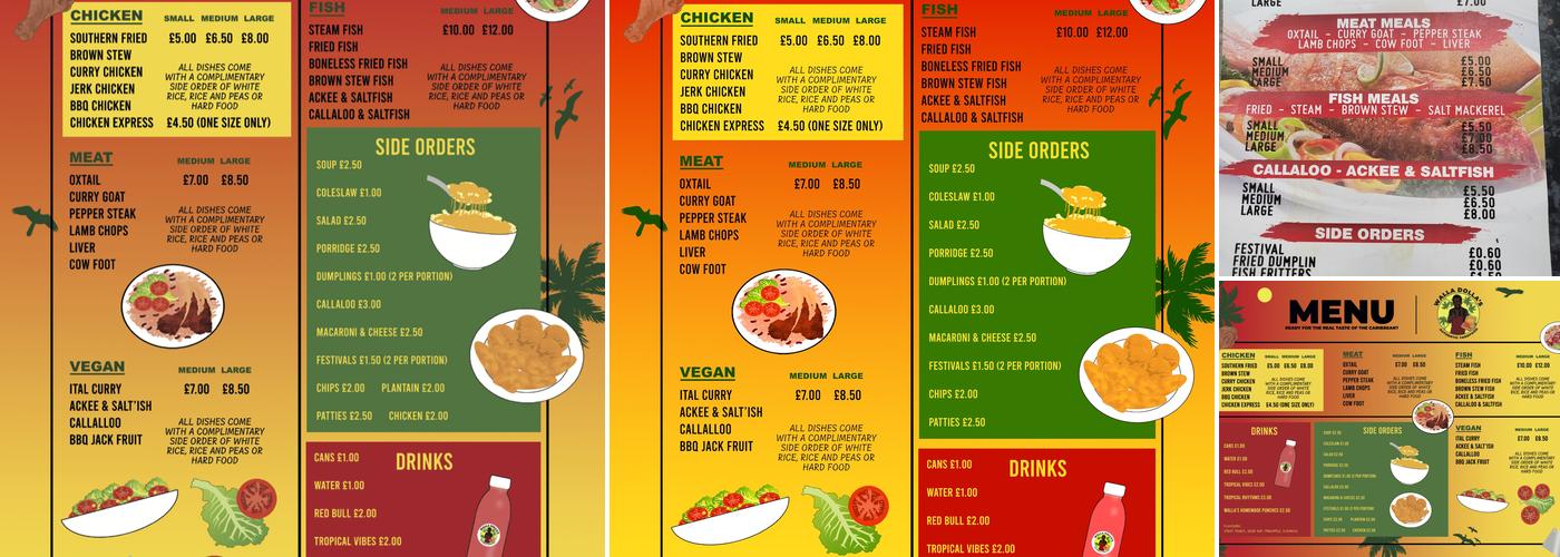 Walla Dolla's Authentic Yardfood Menu