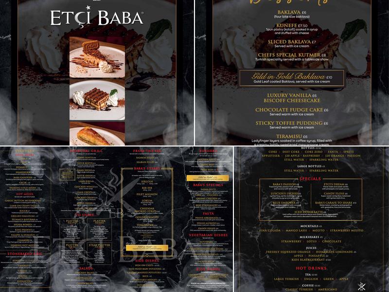 Etci Baba Turkish Charcoal Grill & Steak House Menu