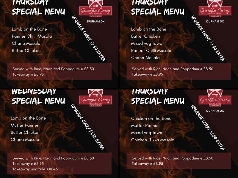 Gurkha Curry Menu